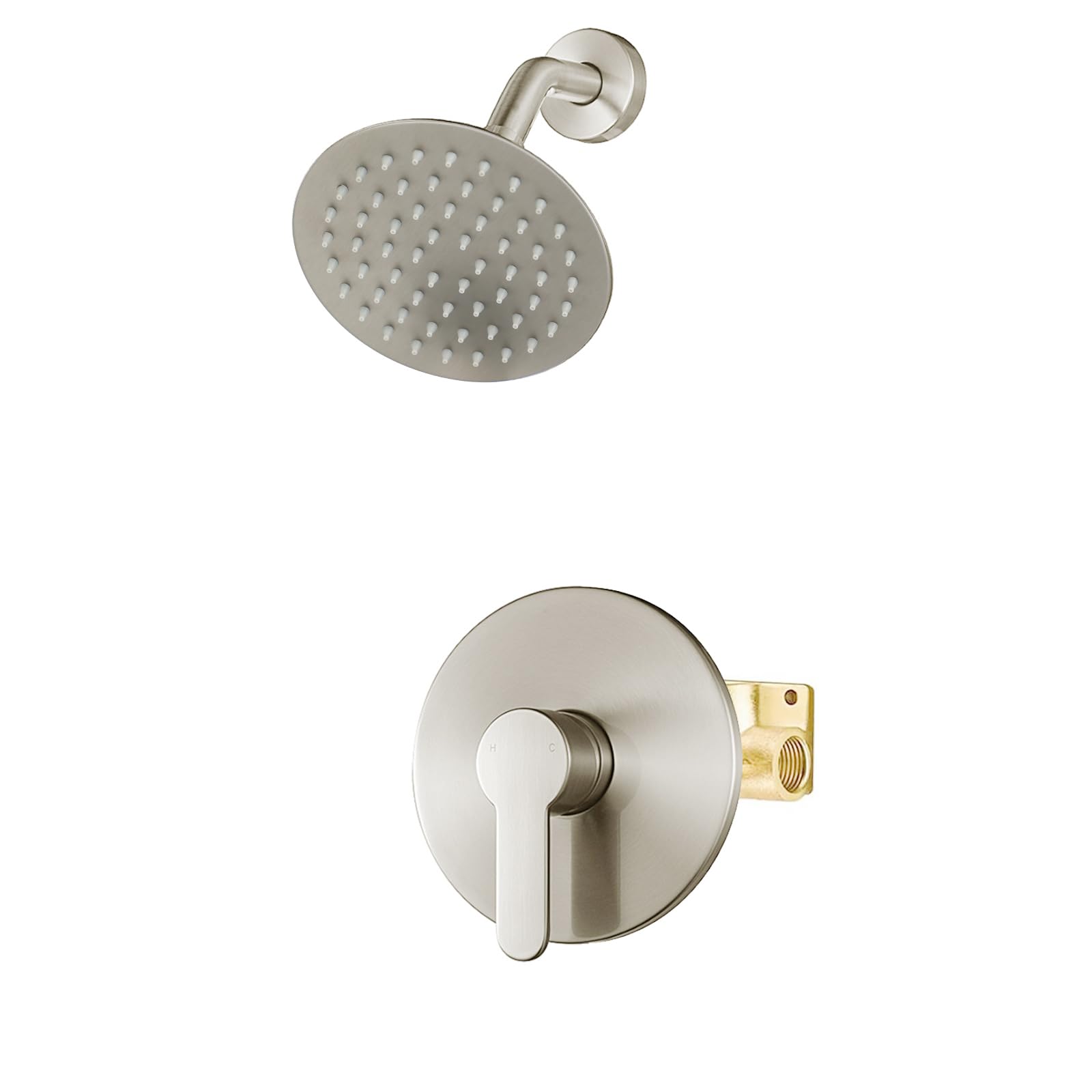 WRISIN Shower Faucet Set Brushed Nickel, Shower Valve Kit with 6 Inch Showerhead