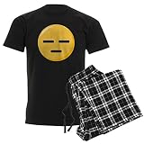 CafePress Emoji-Pyjama-Set mit ausdruckslosem Gesicht Gr. L, Mit Checker Hose