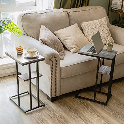 Yoobure C Shaped End Table Set Of 2, Side Table For Couch And Bed, Small Side Table For Small Spaces, Living Room, Bedroom, Rustic Snack Table #TOP1
