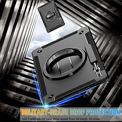 Miesherk Galaxy Tab S8 Ultra 14.6 Inch Case: Military Grade Tab S8U Case 2022 Heavy Duty Shockproof Protective Cover-S-Pencil Holder-Rotating Stand-Hand/Shoulder Strap For Samsung Tab S8 U Black #TOP2