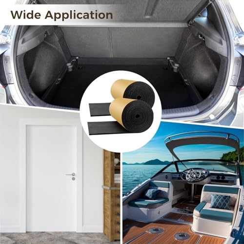 Image of 2 PCS Foam Rubber Sheet with Adhesive - 78 x 16 x 0.59 Inches Closed Cell Rubber with Adhesive Insulation Sheets, Lightweight Single Sided Tape Water Weather Resistant Sheets