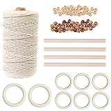 Macrame Cuerda,Cuerda de Algodón Macrame,Manualidades Macrame Cuerda,Macrame Cuerda para Hecho a Mano,Natural trenzado Algodon,Hilo Macramé,DIY Trenzado Algodón