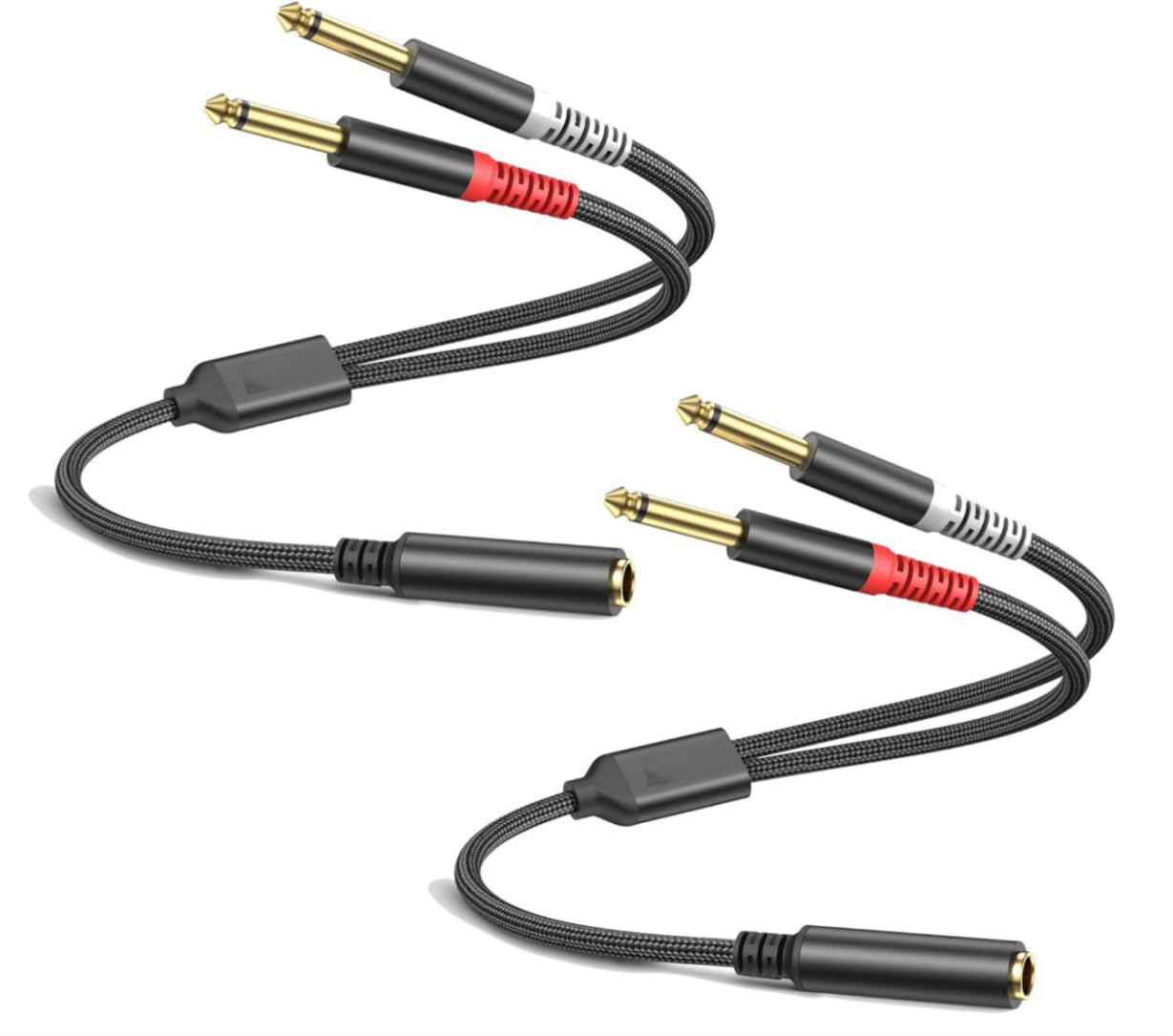 Confezione da 2 cavi breakout TRS da 1/4 da 3,5 m, adattatore splitter a Y, 6,35 mm TRS femmina a doppio jack TS mono maschio da 6,35 mm, per chitarra o mixer con uscita jack