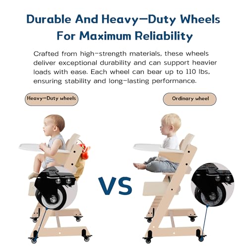 Image of 360 Rotating Wheel Accessories with Safety Locks Fit for Stokke Tripp Trapp High Chair - Enhance Mobility and Convenience for Your High Chair