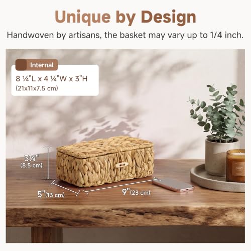 Image of StorageWorks Wicker Basket with Lid, Storage Baskets with Lids, Hyacinth | Woven Baskets with Lids for Shelves, Wicker Storage Baskets with Lids, Lidded Baskets for Organizing, Extra Small, 1 Pack