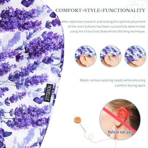 Image of Scrub Caps for Women with Buttons, Classic Surgical Caps | Double-Sided Printed, Adjustable,Long Hours, Sweatbands, Fabric Help Reduce Static Buildup
