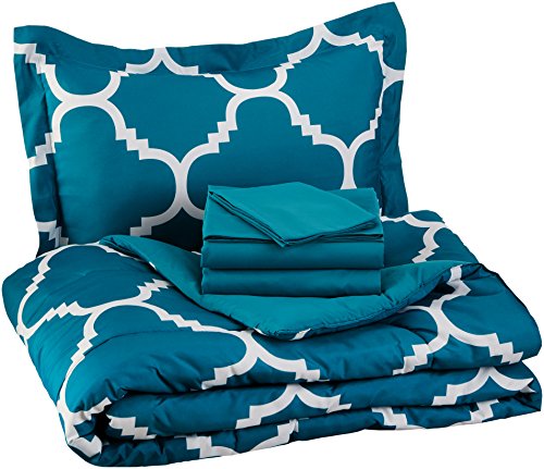 AmazonBasics 5-Piece Light-Weight Microfiber Bed-In-A-Bag Comforter Beddign Set - Twin / Twin XL