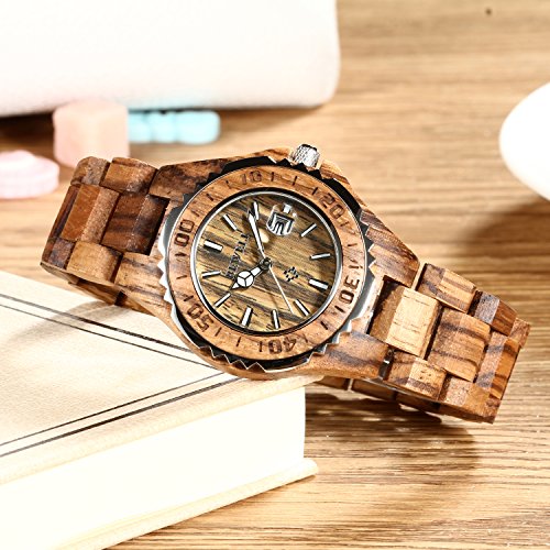 Bewell Zs-100Bl Women Wooden Quartz Watch With Luminous Hands 30M Water Resistance Date Wristwatches (Fba) #TOP4