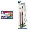 GiottoGiotto Acquerelli Tempere Ad Acquerello + 1 Pennello, 30 Mm, 24 Unità, Confezione Da 1, Multicolore (Confezione da 1) & Pennelli Serie 400 N.3,4,5,8 4 PzGiotto