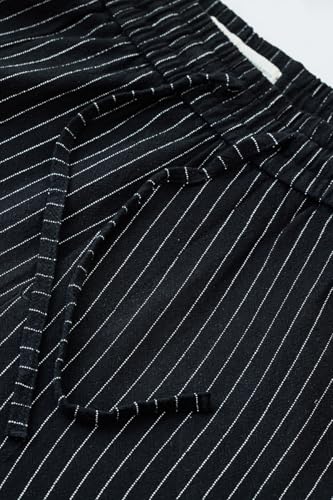 Image of SNITCH Men Casual Trousers | Relaxed Fit Pinstripe Design | Breathable Viscose Blend & Lightweight Fabric for Summer & Everyday Wear