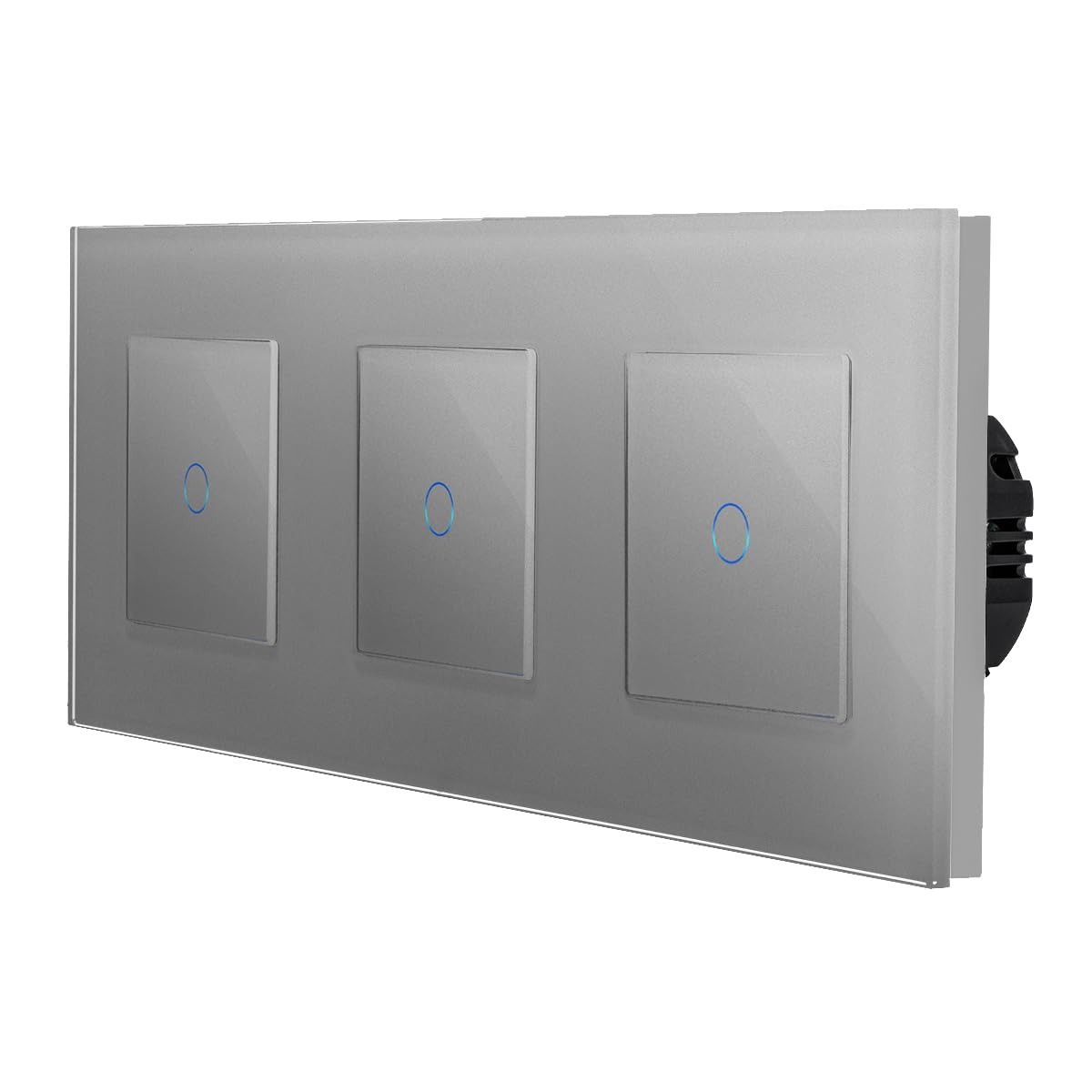 Touch 3x Lichtschalter inkl. 3-Fach Glasrahmen in garu Ein/Aus Touchschalter 1-Weg Wandschalter für Unterputz
