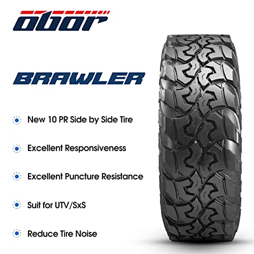 Set Of 2 Obor Brawler Utv Tires 28X10R14, 10 Ply Front/Rear Radial Tires For Utv Sxs Side By Side Utv Professional Tires (Tubeless, 2 Pack) #TOP3