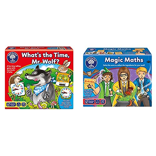 Image of Orchard Toys What's the Time, Mr Wolf & Magic Maths Game (2-4 Players, Ages 5-7)