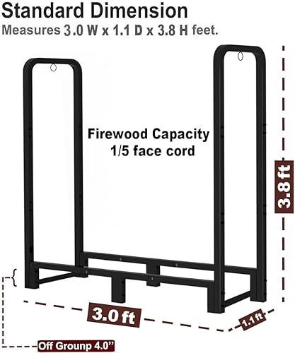 Miniatura 9 de Artibear Estante de leña para exteriores, soporte para troncos de 8 pies, resistente para chimenea de interior, organizador de almacenamiento de