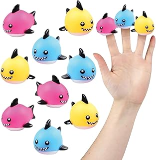 ArtCreativity Baby Shark Finger Puppets, Set of 12, Finger Puppets for Kids in Assorted Colors, Fun Birthday Party Favors, Goodie Bag Fillers for Boys and Girls