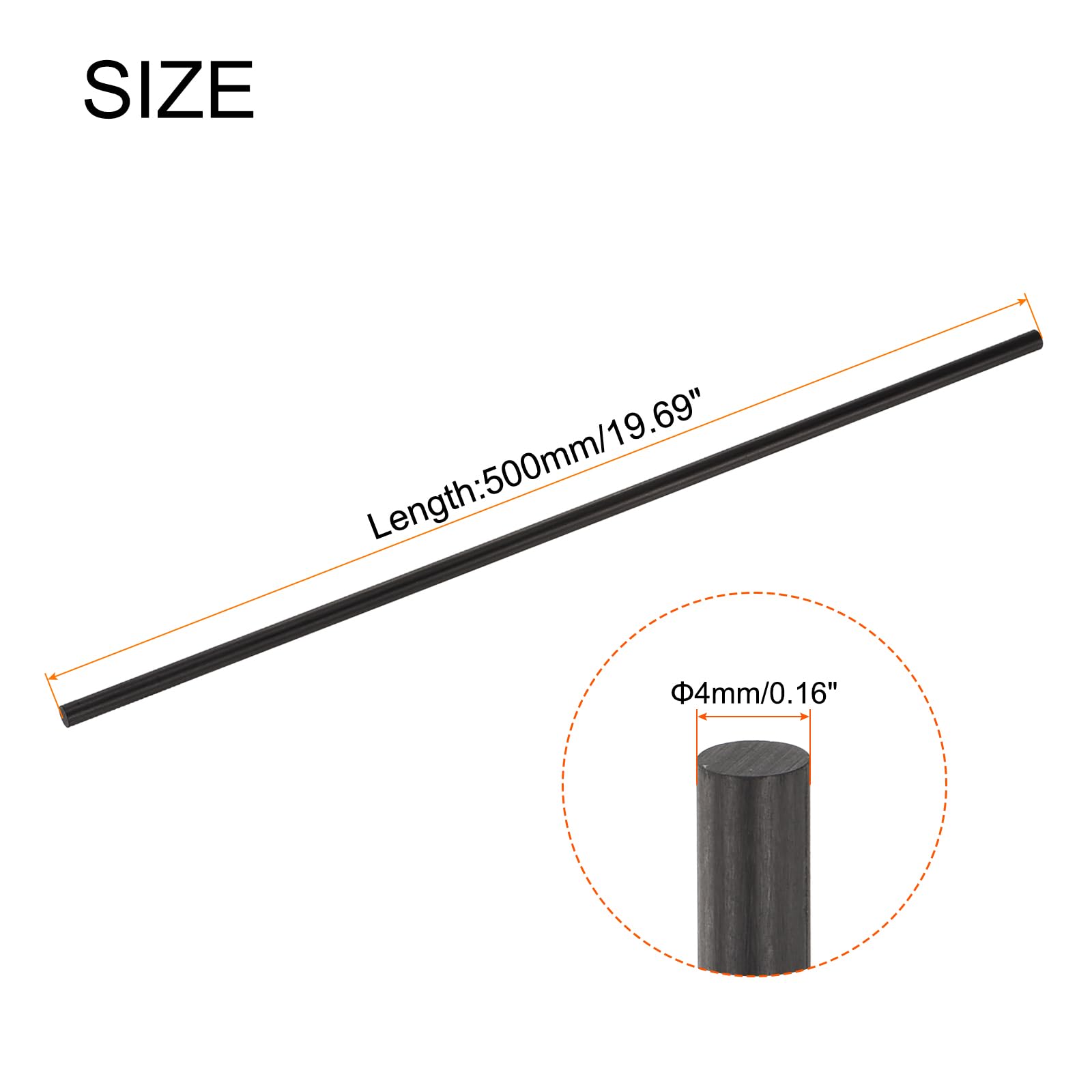 QUARKZMAN Kohlenstofffaser Stange 4mm x 500mm Kohlenstoffstab Für RC Flugzeug DIY Bastel Drachen Flügelrohr Quadrocopter Arm Reparatur Pack Mit 5 Stück