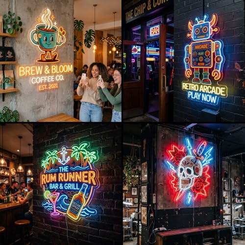 Image of Custom Logo Neon Sign, UV Printed LED Sign for Business, Office & Salon