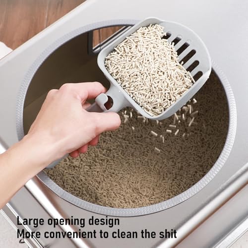 Arenero para gato metálico con tapa y pala acero inoxidable miniatura 3