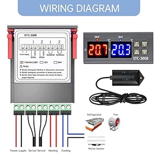 RUIZHI Misuratore di Umidità Digitale per Temperatura, 110-220V 10A con Sonda Riscaldamento Raffreddamento Umidostato Termostato per Riscaldatore di Acqua Frigorifero Umidificatore