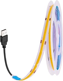 KFVMVTDW Tira de luces LED COB de 5 V CC, densidad USB, iluminación lineal, 320 LED/m, cinta flexible, luces cálidas y naturales, color blanco, rojo, azul y verde (blanco frío, USB_1 m)