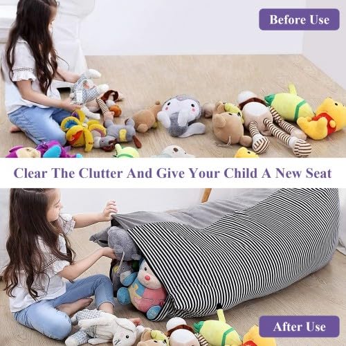 Puf de Peluche, Juguetes de Peluche Organizador Bolsa de Frijoles, Puf de Almacenamiento de Juguetes de Animales de Peluche, Suave Bolsas de Frijoles Silla para Niños Adultos Sin Forro (B)