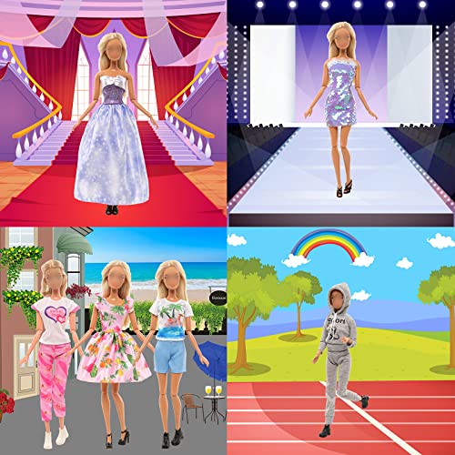 Barwa 28 Pcs Doll Clothes And Accessories Including 13 Pcs Fashion Sequin Long Dresses Hooded Sports Suit Tops Pants With 15 Shoes For 11.5 Inch Girl Dolls #TOP6