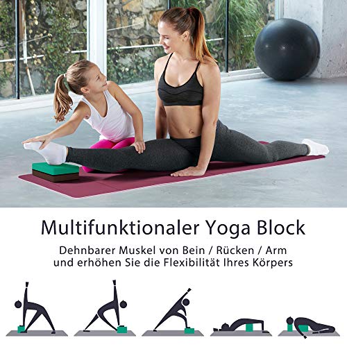 JELS yogablok set van 2 - hoge dichtheid EVA-yogablokken - groot yogablok 15 cm x 23 cm x 2 stuks voor beginners, meditiatie en pilates, fitnessaccessoire voor regeneratie, rug, rekoefeningen - Image 5