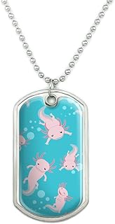 GRAPHICS & MORE Cute Axolotl Mexican Walking Fish Military Dog Tag Pendant Necklace with Chain