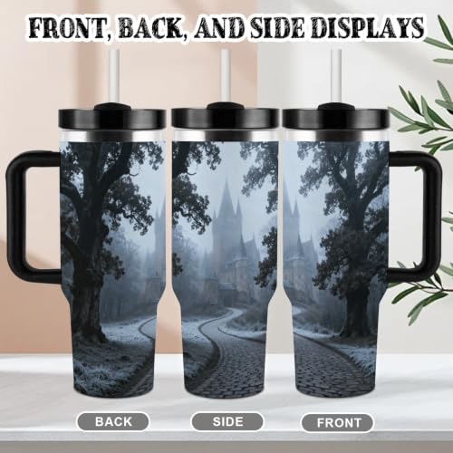 DJUETRUI Castle Pathway Woods 40 Oz Stainless Steel Tumbler with Handle Vacuum Insulated Tumblers Reusable Double Wall Travel Coffee Mug Leakproof Travel Cup Water Bottles BPA-Free - Image 5