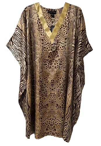Up2date Fashion Women Satin Short Caftans (Black & Gold Animal)