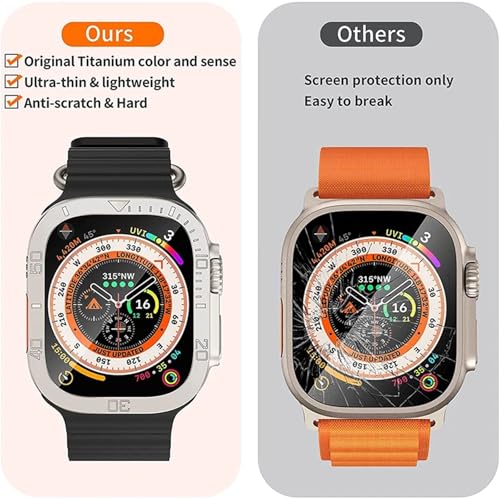 Protector Apple Watch Ultra 2 49mm vidrio templado y marco metálico iWatch Series Ultra 5
