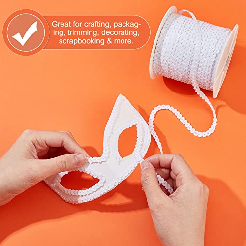 PH PandaHall 100 Yards Spangle Flat Sequins 6mm Flat Sequin Strip Trim White Paillette Spool String Shiny Trim Sewing Paillette String for Wedding Mermaid Dress Embellish Headband Halloween Costume - Image 3