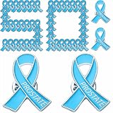 CrateGurus Co. 50 Pcs Prostate Cancer Ribbon Pin Light Blue Prostate Support Lapel Pins Men Light Blue Awareness Pins Bulk Light Blue Ribbon Pins Prostate Awareness Products Light Blue Prostate Cancer Awareness Items Prostate Cancer Survivor Gifts for Men