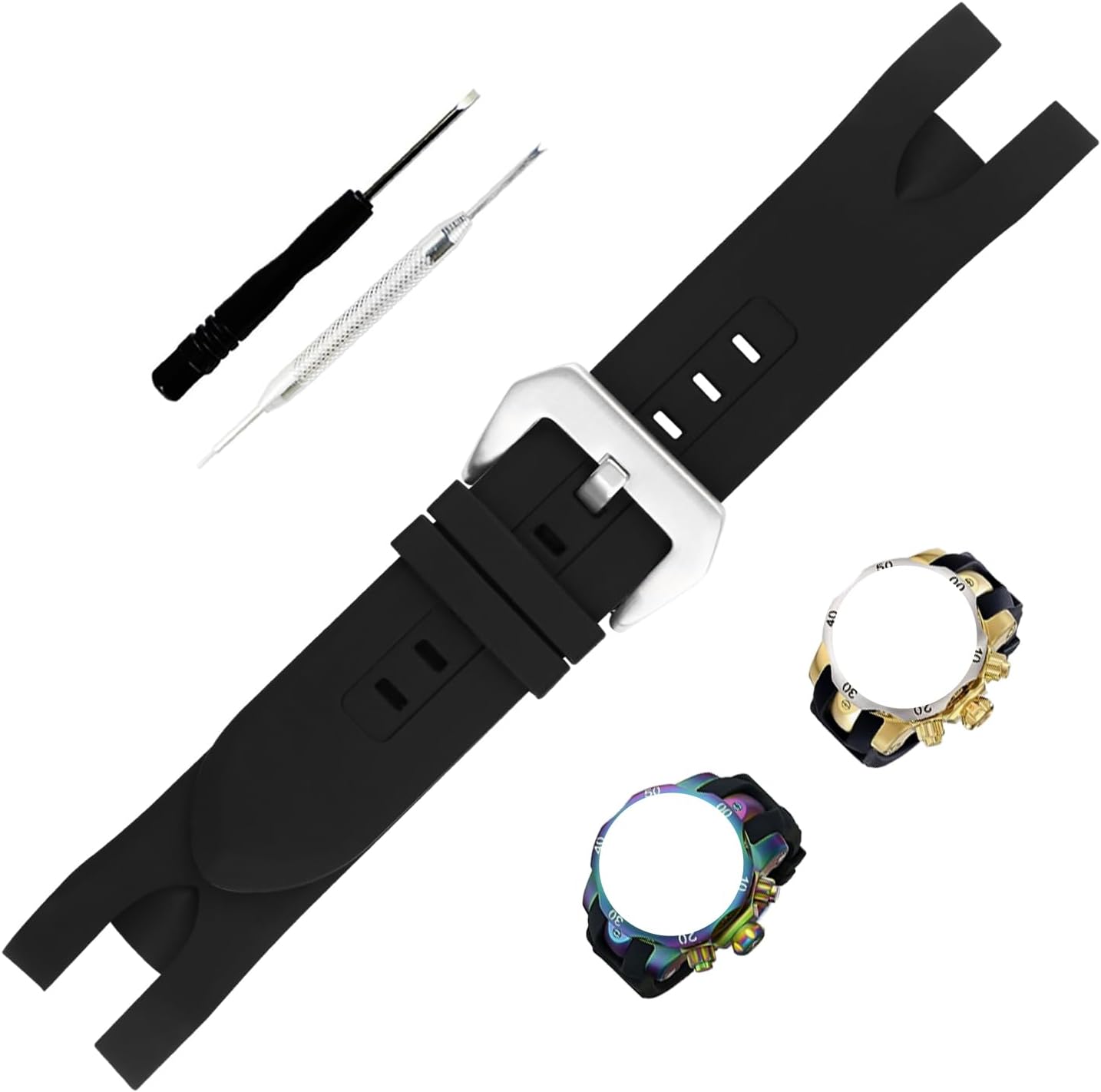 26mm Rubber Watch Band Compatible for Invicta Reserve Collection Venom 5732 1219 6118 6117 6105 6116 6110 14467 16149 18535 Silicone Strap Wirstband accessories replacement for Men and Women