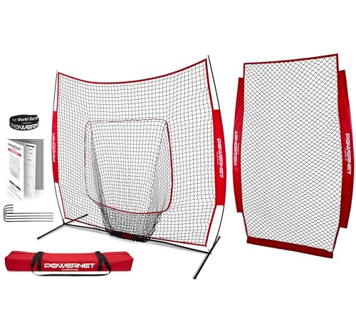 PowerNet 7x7 FT Bundle + I-Screen (1 Frame + 2 Nets), Baseball Net for Hitting, Pitching Drills, Baseball & Softball Training Gear Equipment, Pitcher Barrier from Line Drives Grounders