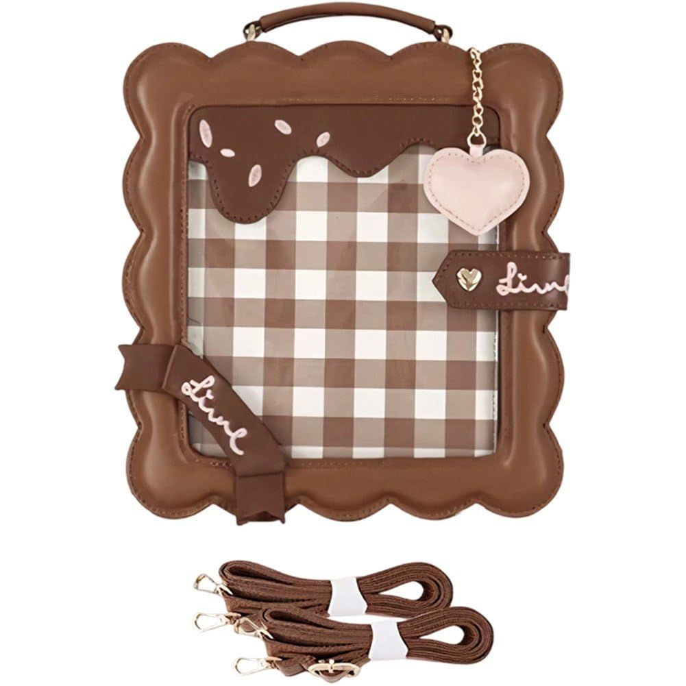 Sslvya Y2k Cookie Design Ita Bag Backpack for Women, Kawaii Crossbody Bag Diy Pin Display Shoulder Purse for Anime Lovers Cosplay Fans