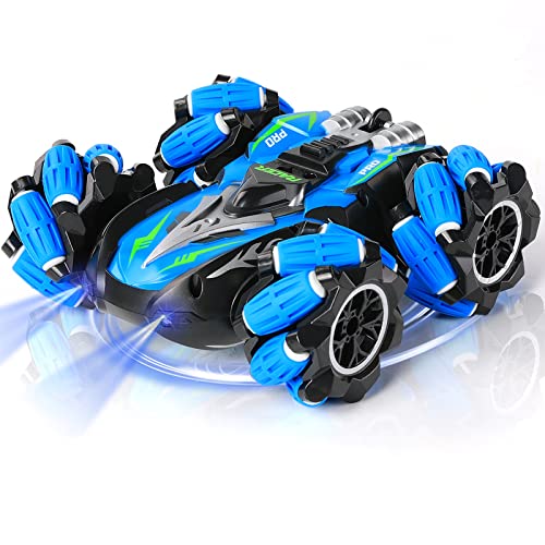 LELETAM Remote Control Car RC Cars, 2.4 Ghz High Speed Double Sided 360Â° Flips RC Stunt Drift Car with LED, 4WD Truck Toys Gifts for 6 7 8-12 9 10 11 Year Old Boys Girls & Adult (Blue)