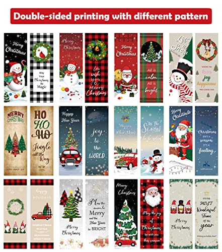 Primatch 36 Pieces Cute Christmas Bookmarks For Women Men Kids Book Lovers, Double-Sided Holiday Bookmark Book Marker With Santa Snowman Design For Girs Boys Students Adult Xmas Gifts #TOP6