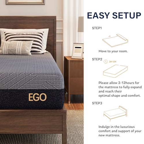 Image of MLILY EGOHOME 10 Inch Full Mattress, Copper Gel Cooling Memory Foam Mattress for Back Pain Relief,Therapeutic Double Mattress Bed in a Box, Made in USA, CertiPUR-US Certified, 54x75x10 Black