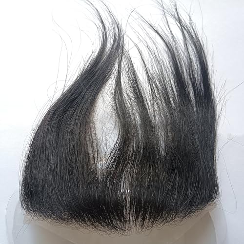 SeraphicWig Natural Hairline Men Toupee with Clear Poly Skin PU lace toupee for men,Mono Lace Top Hair Pieces Lace Size 4X16cm Natural Color