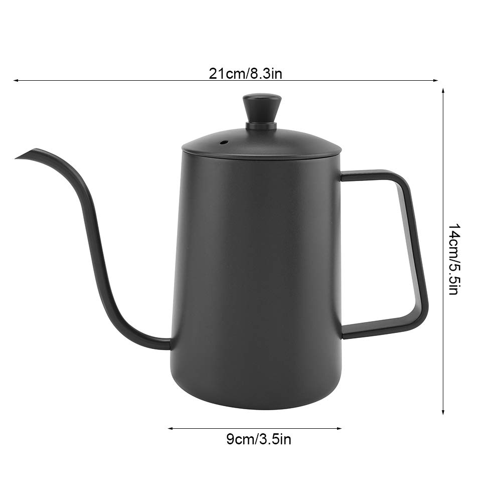 Czajnik do kawy nalewany ze stali nierdzewnej o pojemności 600 ml z gęsią szyją, termometrem i powłoką teflonową do precyzyjnego parzenia, zielony (Czarny)