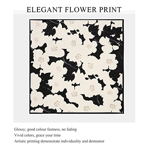Silk Scarf Women Square Scarves Flower Print Lightweight Scarves Ladies Decorative Neckerchief Head Scarf Headdress3