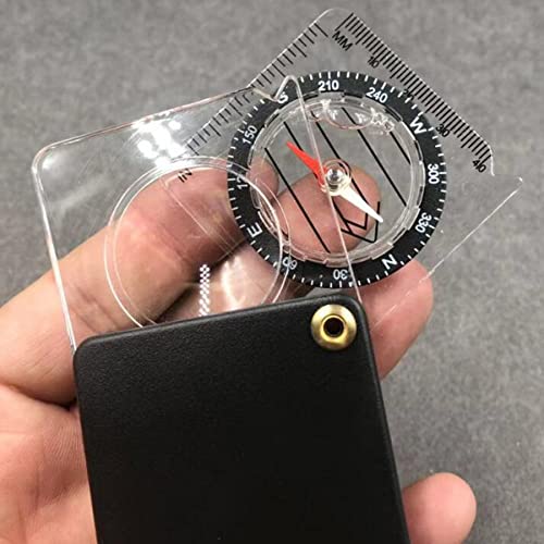 Foto von ARFUKA Komass Faltbarer Kartenkompass Überlebenskompass Orientierungslaufkompass Taschenkompass Kompass mit Lupe, MM- und Zoll-Lineal Explorer für Navigation, Orientierung, Outdoor-Überlebensrichtung