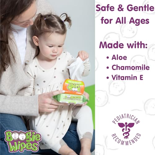 boogie wipes gentle wet wipes for baby and kids face hand body amp nose made with vitamin e aloe chamomile and natural saline fresh scent 90 count