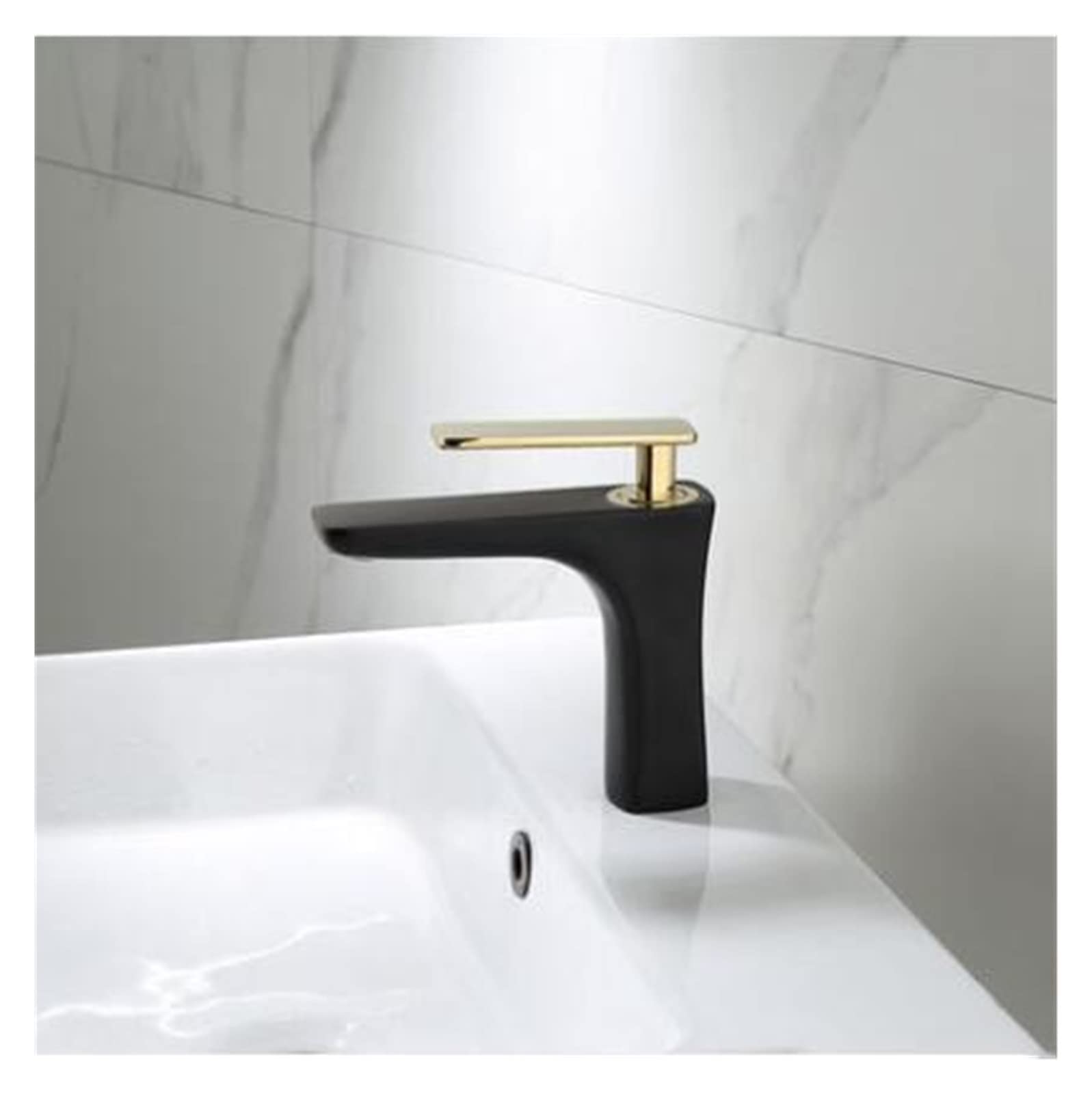 Mitigeur de lavabo noir et or en laiton pour eau chaude et froide