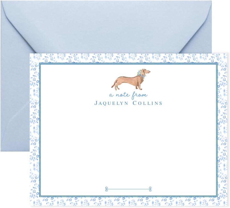 Co Dachshund Gifts for Women, Dachshund Note Cards Cards - Personalized Note Cards and Envelopes Set for Women, Personalized Dachshund Stationery Set, AS-1819