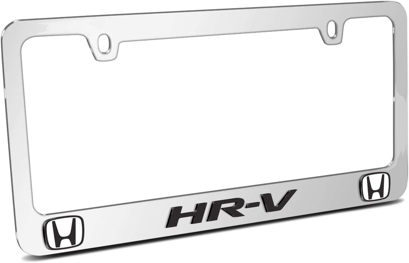iPick Image for Honda HR-V Dual Logo in 3D on Mirror Chrome Metal License Plate Frame - Official Licensed