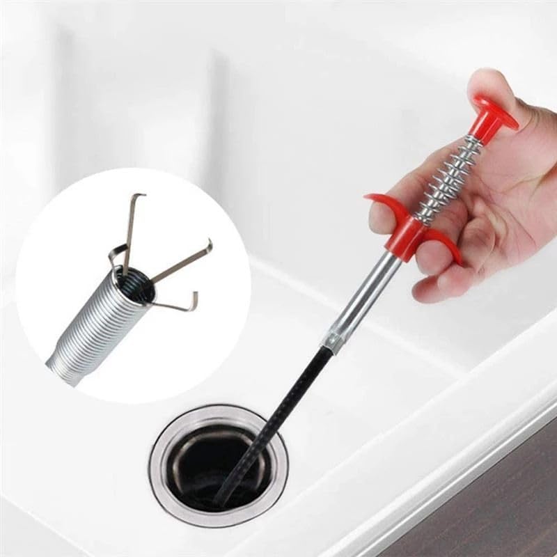 Image of Drain Cleaner Stainless Steel Wire for Kitchen Sink, Bathroom & Floor Drains | Unblocked Kitchen Bath Basin Hairs Remover | Flexible Stainless Steel Pipe Cleaning Tool | (160 Cm)