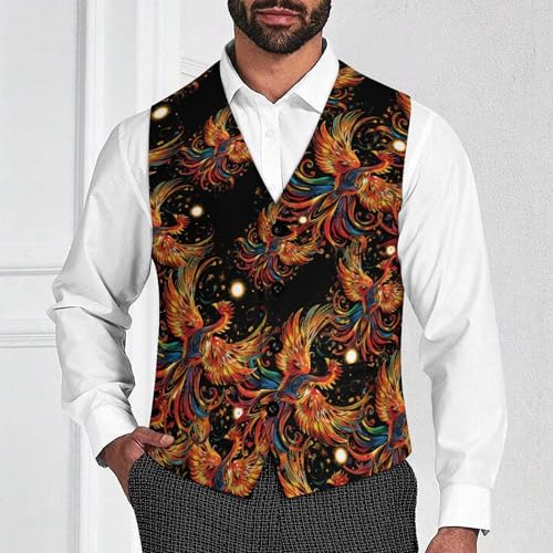 Phoenixs Bird Men's Suit Vest Waistcoat Vests Formal Dress with 2 Pockets for Business Casual Tuxedo2