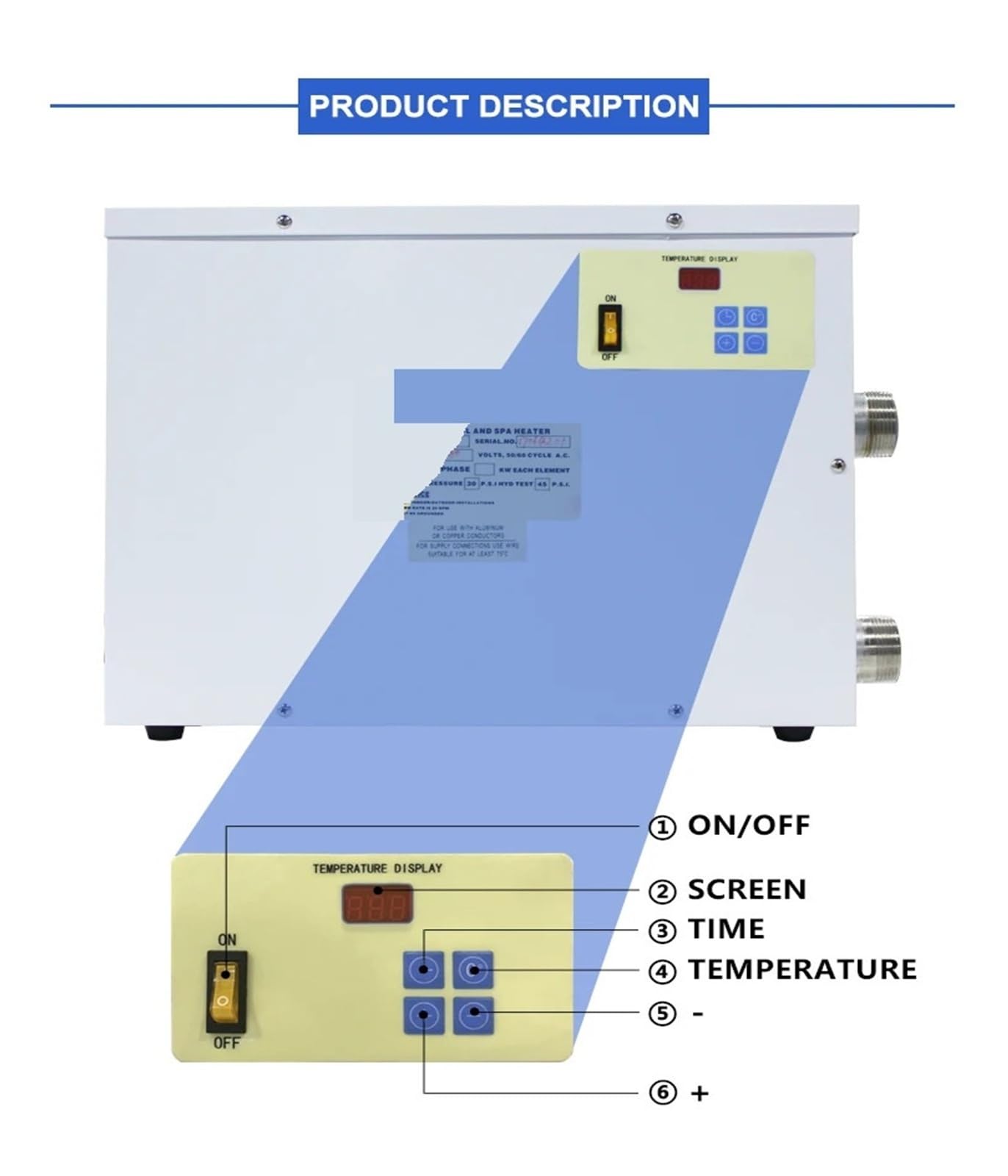 Bomba de Calor for Piscinas con Pantalla Digital, Calentador eléctrico for Piscinas enterradas y elevadas, spas y bañeras. Calefacción rápida y eficiente(18KW)